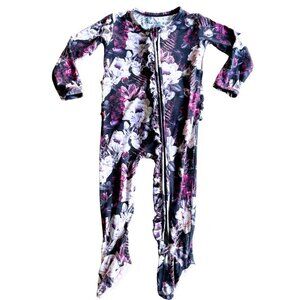 Little Bum Bums Bamboo Baby Girl Ruffle  PJs Pajamas Zipper Sleeper, Sz 18-24 Mo